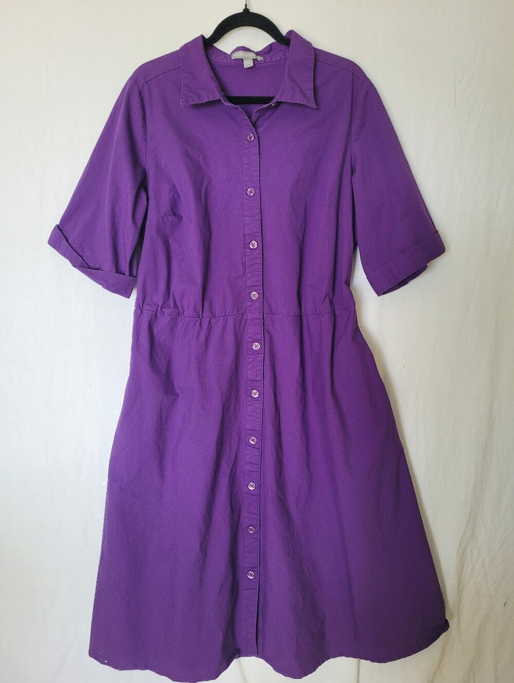 Jessica London Purple Shirt Dress Size 24 W Cotton Streach Casual Work Jewel